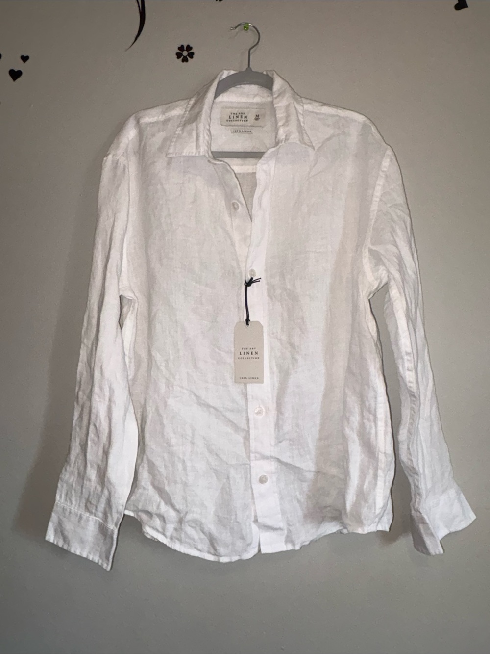 Abercrombie & Fitch White Linen Long-Sleeve Button-Up Shirt